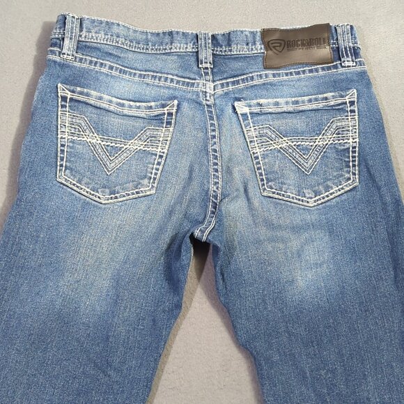 Rock & Roll Jeans Men's 33x32 Fits 33x30 Blue Revolver Straight - Picture 3 of 12